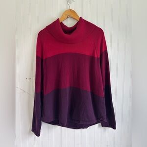 Kim Rogers Red and Purple Cowl Neck Sweater